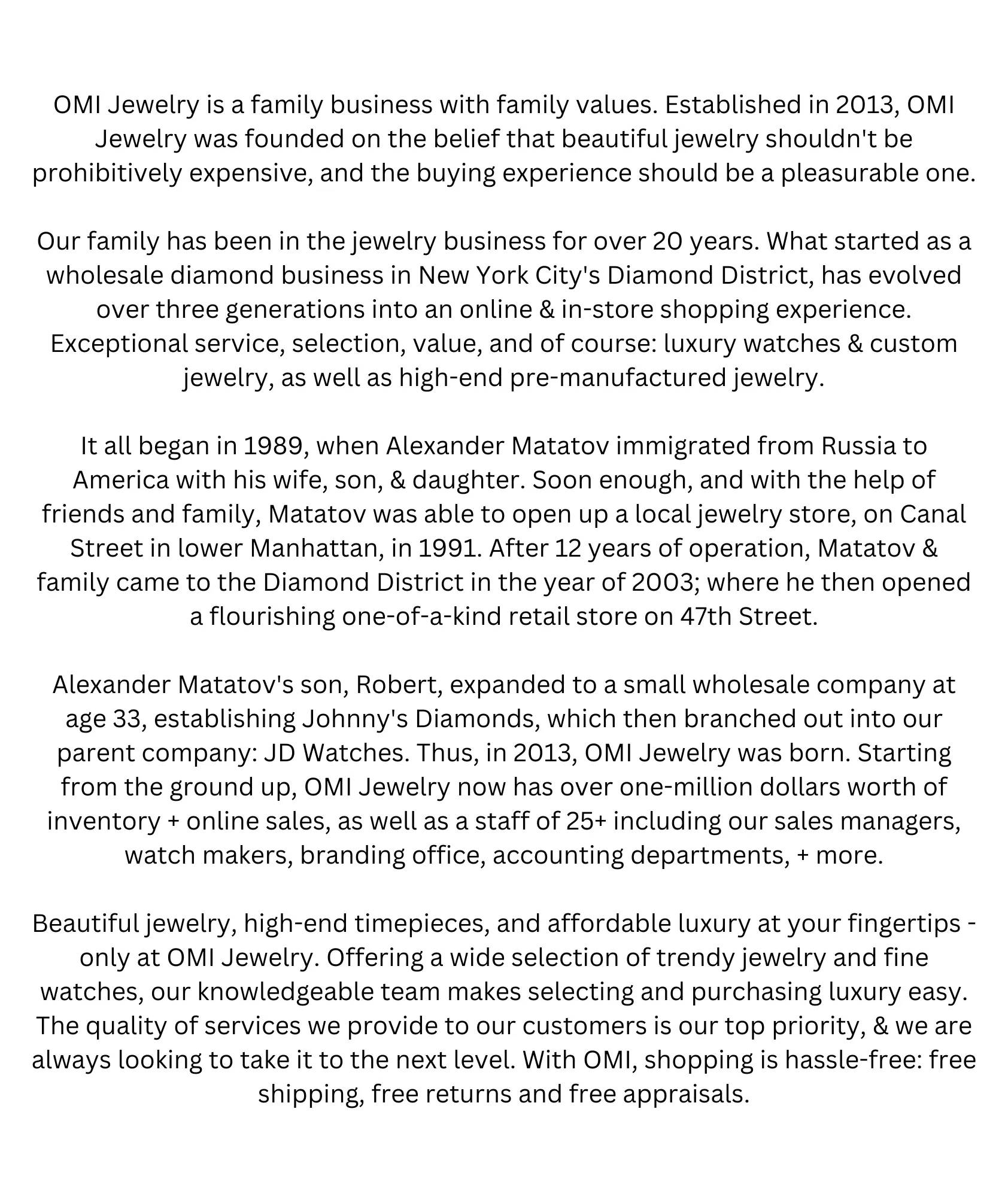 About Us OMI Jewelry